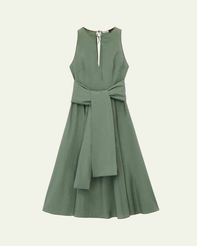Draped Tie-Waist Midi Dress